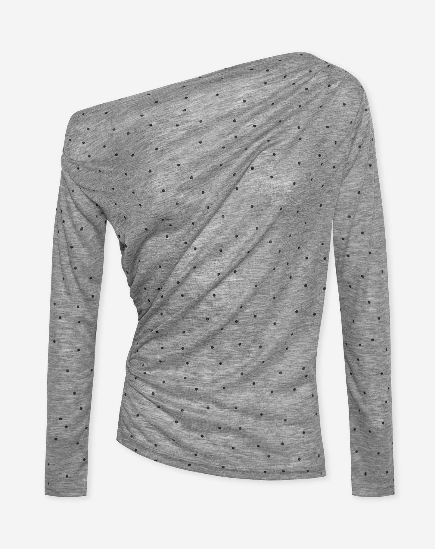 Women's Off Shoulder Polka Dot Top Grey Melange