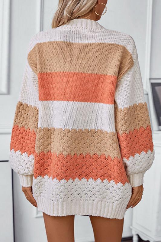 Women’s Color-Block Open-Front Knit Cardigan