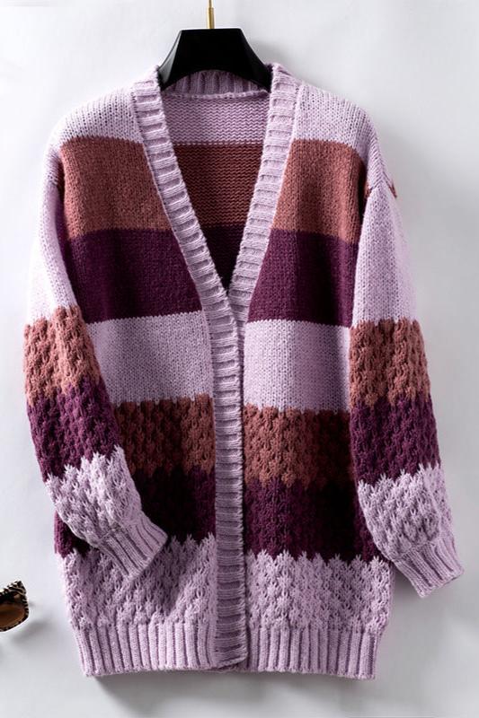 Women’s Color-Block Open-Front Knit Cardigan
