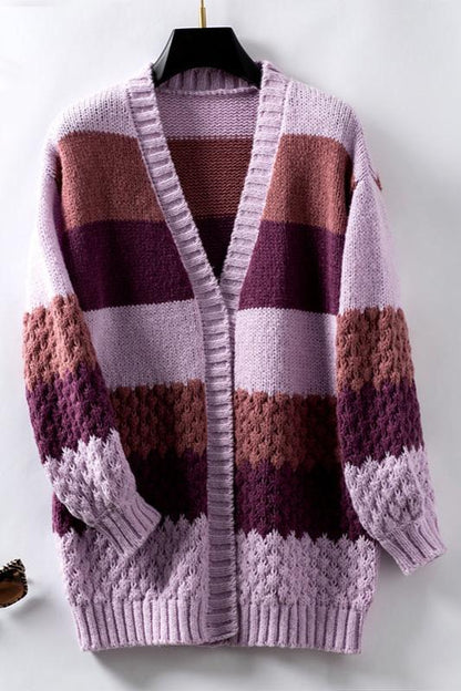 Women’s Color-Block Open-Front Knit Cardigan