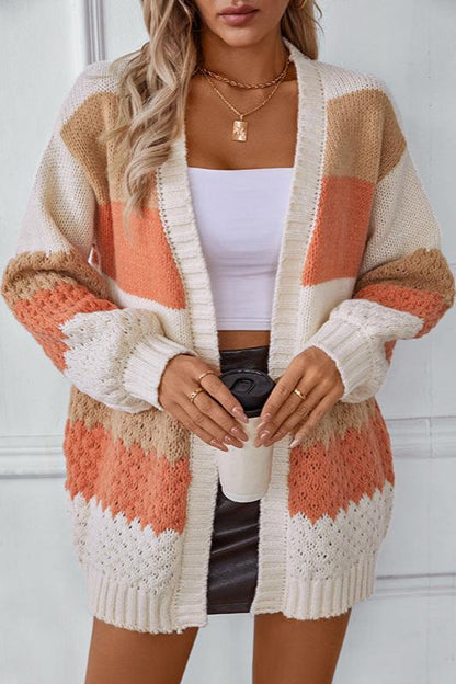 Women’s Color-Block Open-Front Knit Cardigan