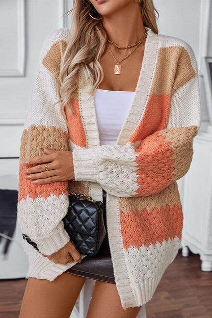 Women’s Color-Block Open-Front Knit Cardigan