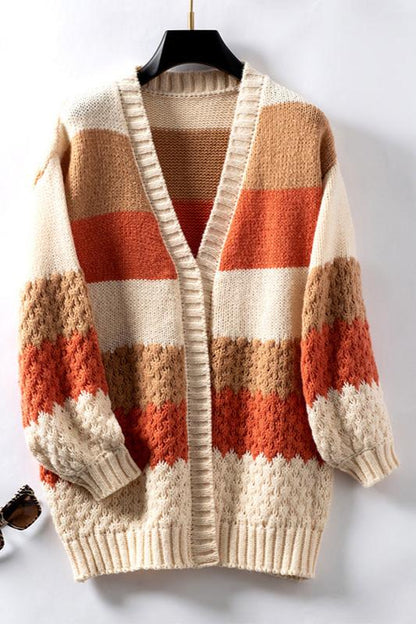 Women’s Color-Block Open-Front Knit Cardigan