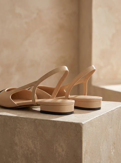 Women's Contrast Colour Ankle Strap Chunky Low Heel Shoes