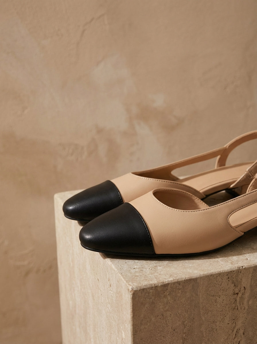 Women's Contrast Colour Ankle Strap Chunky Low Heel Shoes