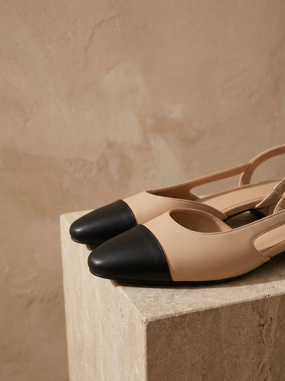 Women's Contrast Colour Ankle Strap Chunky Low Heel Shoes