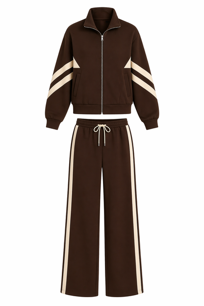 Women's Contrast Stripe Rose Tracksuit Set