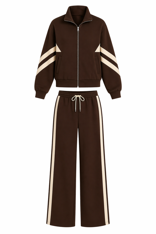 Women's Contrast Stripe Rose Tracksuit Set