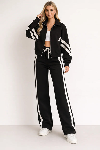 Women's Contrast Stripe Rose Tracksuit Set