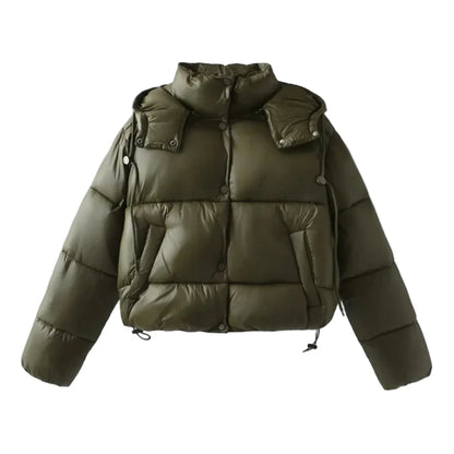 Women’s Cropped Puffer Jacket with High Collar