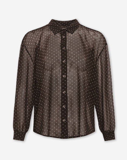 Women's Small Polka Dot Blouse Brown
