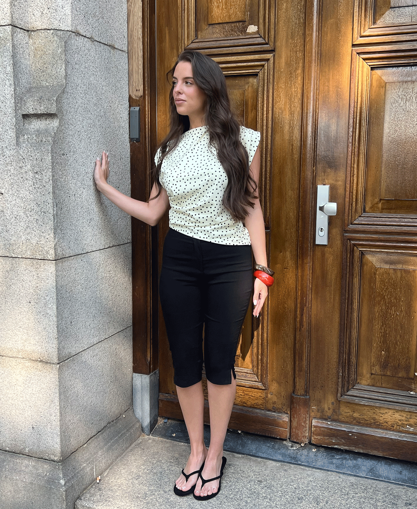 Women's Polka Dot Asymmetric Top Butter Yellow