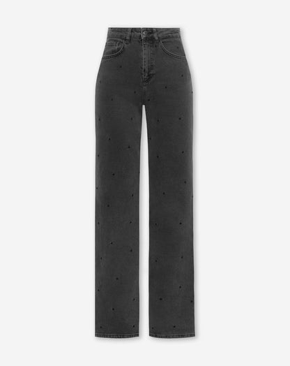 Women's Polka Dot Bootcut Jeans Dark Grey