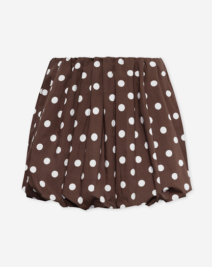 Women's Polka Dot Bubble Hem Skirt Brown