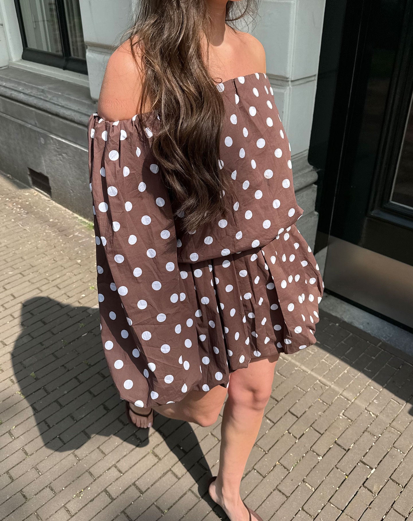 Women's Polka Dot Bubble Hem Skirt Brown
