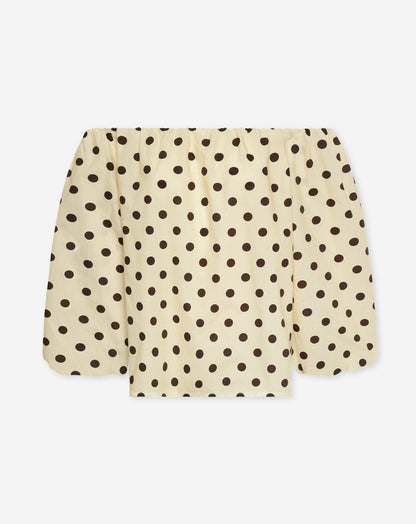 Women's Polka Dot Off Shoulder Puff Sleeve Top