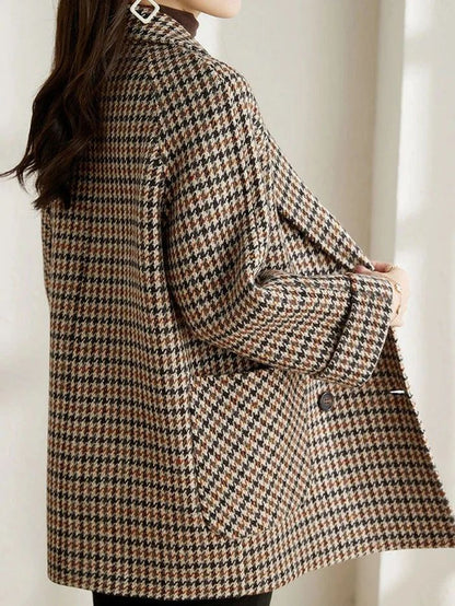 Women’s Double-Breasted Houndstooth Blazer Coat