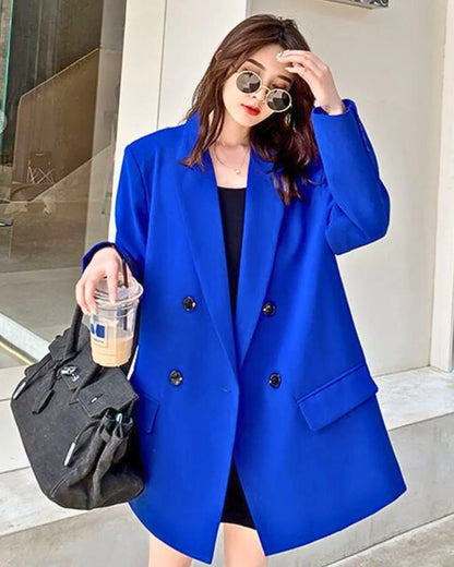 Women’s Double Breasted Long Coat with Notched Lapels