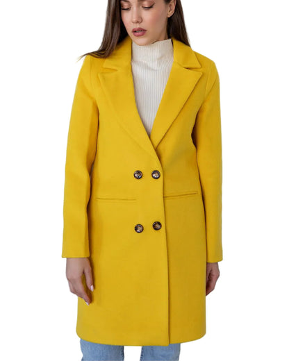 Women’s Double Breasted Long Coat with Notched Lapels