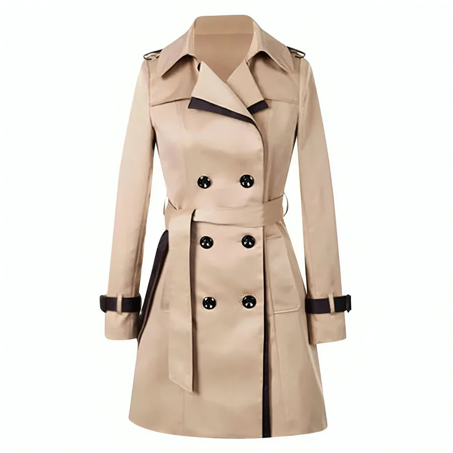 Women’s Double-Breasted Trench Coat with Contrast Trim