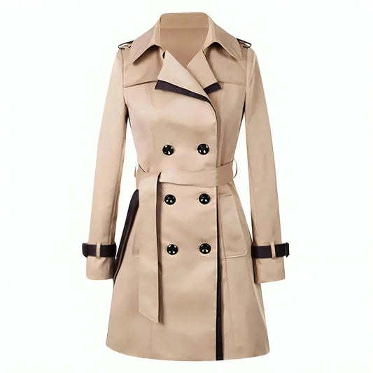 Women’s Double-Breasted Trench Coat with Contrast Trim