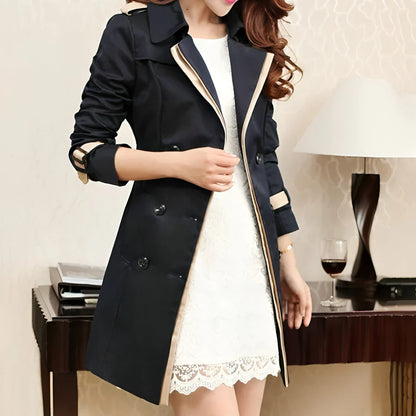 Women’s Double-Breasted Trench Coat with Contrast Trim