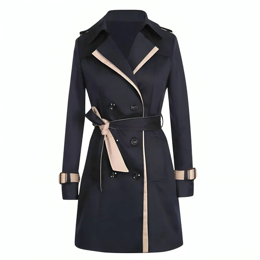 Women’s Double-Breasted Trench Coat with Contrast Trim