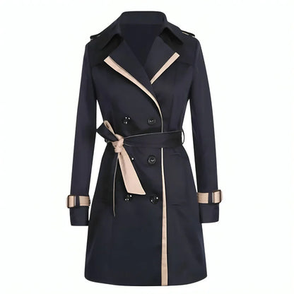 Women’s Double-Breasted Trench Coat with Contrast Trim