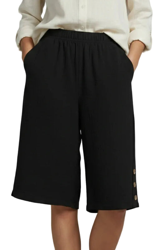 Women’s Elastic Waist Button Detail Shorts