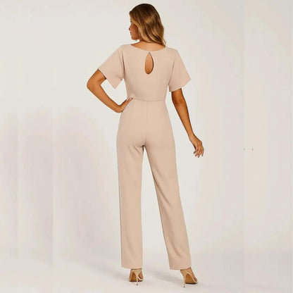 Women’s Elegant Belted Short Sleeve Jumpsuit Set