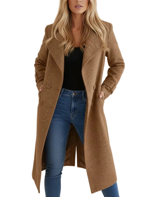Women’s Elegant Double-Breasted Long Coat