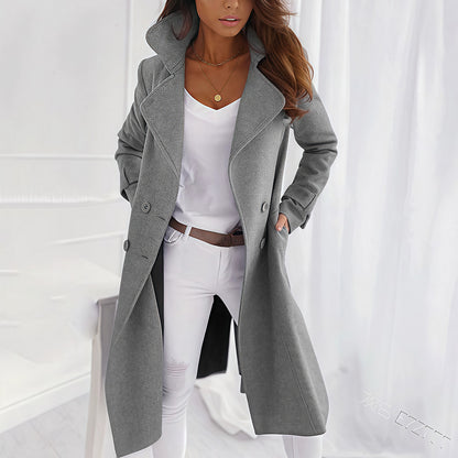 Women’s Elegant Double-Breasted Long Coat