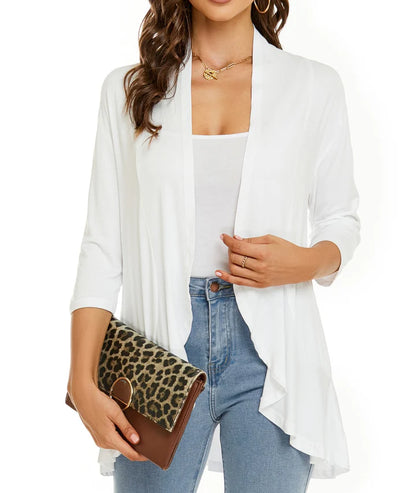 Women’s Elegant Open-Front Draped Cardigan