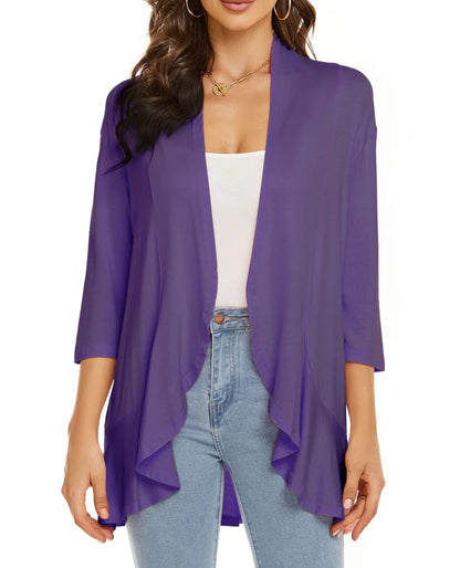 Women’s Elegant Open-Front Draped Cardigan