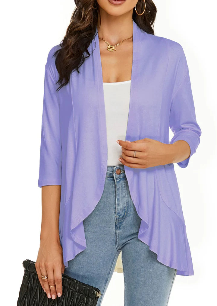 Women’s Elegant Open-Front Draped Cardigan