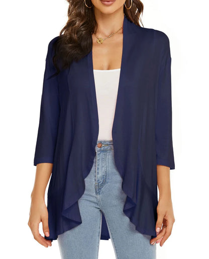 Women’s Elegant Open-Front Draped Cardigan
