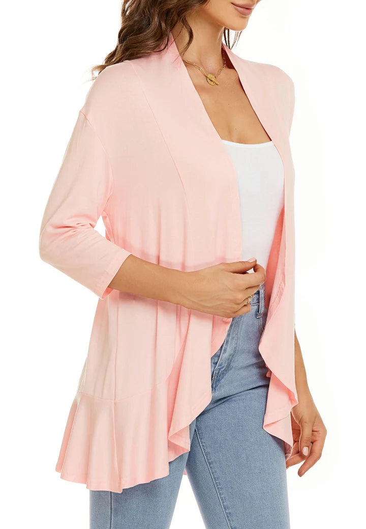 Women’s Elegant Open-Front Draped Cardigan