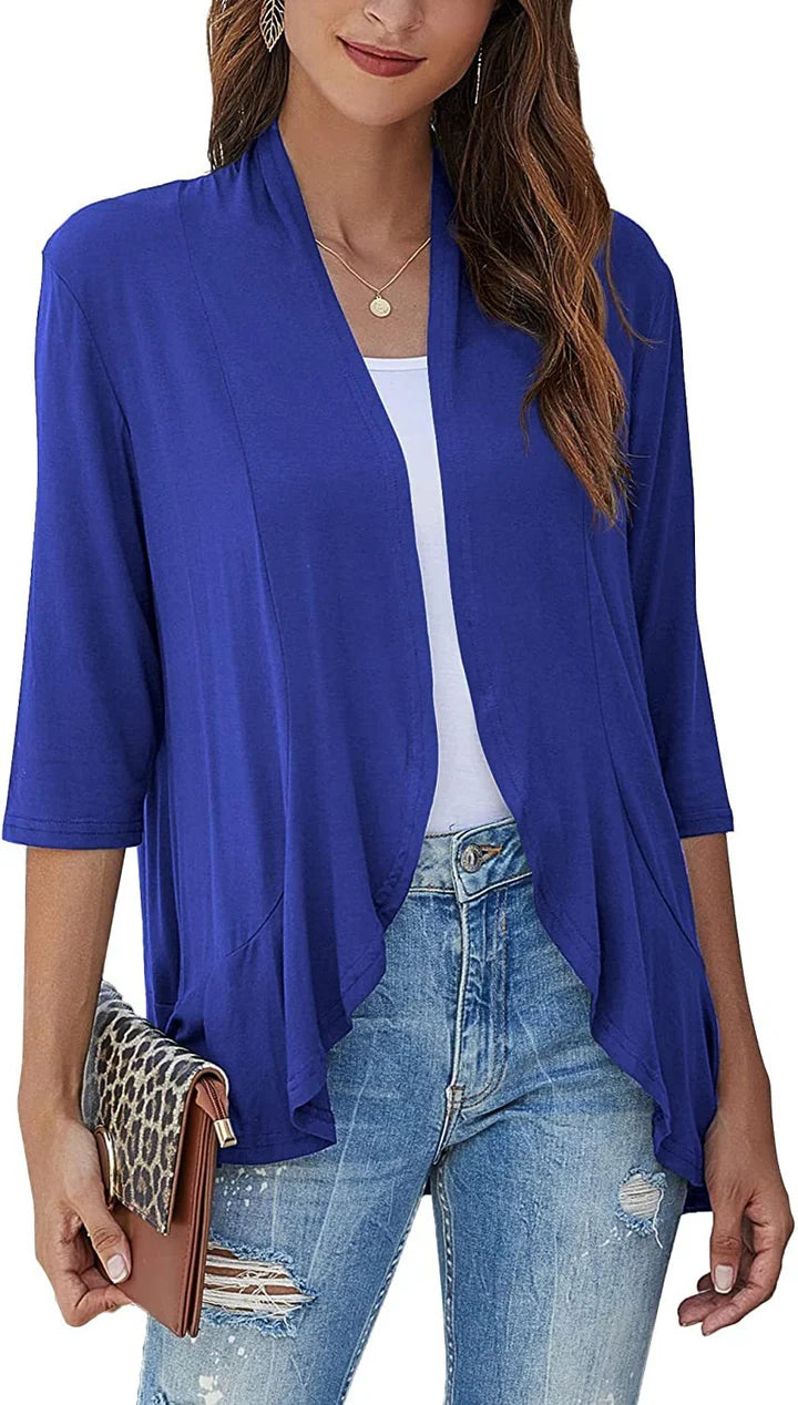 Women’s Elegant Open-Front Draped Cardigan