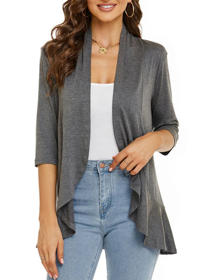 Women’s Elegant Open-Front Draped Cardigan