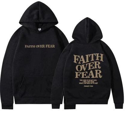 Women’s Faith Over Fear Printed Hoodie with Psalm 118:6