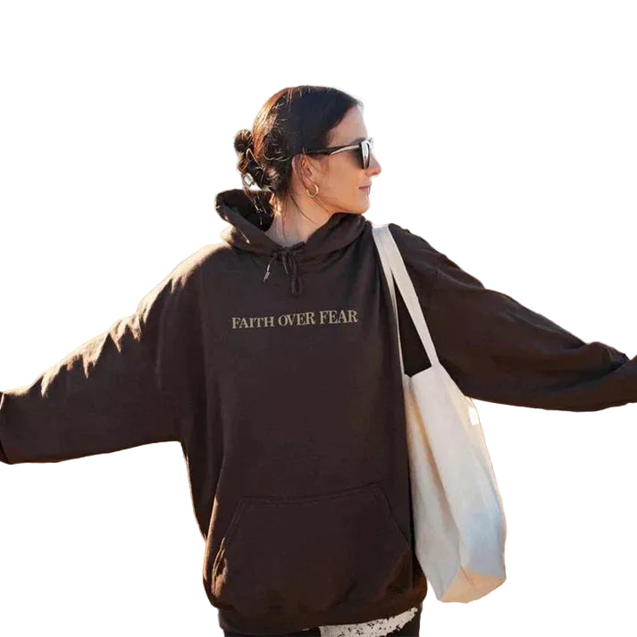 Women’s Faith Over Fear Printed Hoodie with Psalm 118:6