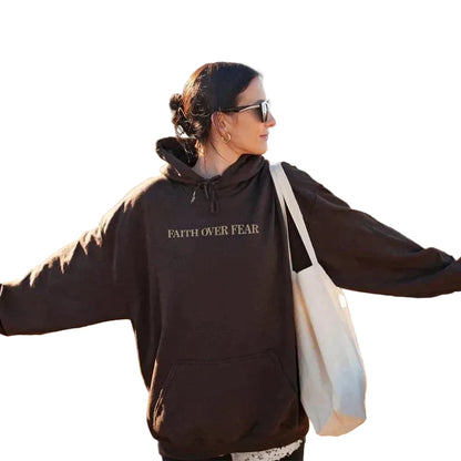 Women’s Faith Over Fear Printed Hoodie with Psalm 118:6