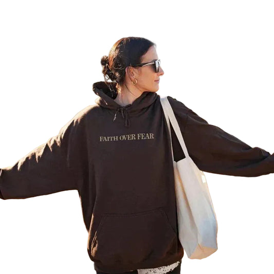 Women’s Faith Over Fear Printed Hoodie with Psalm 118:6