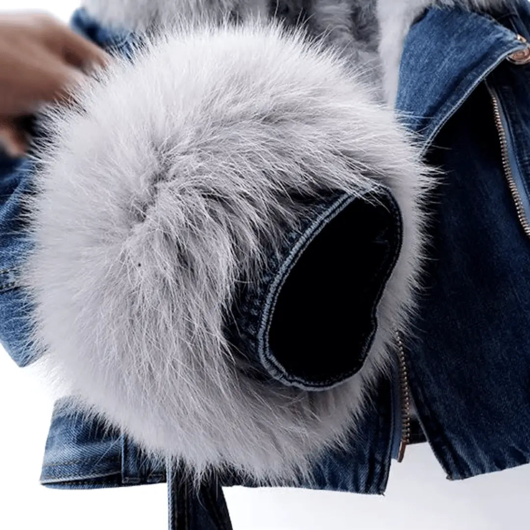 Women's Faux Fur Trim Denim Jacket