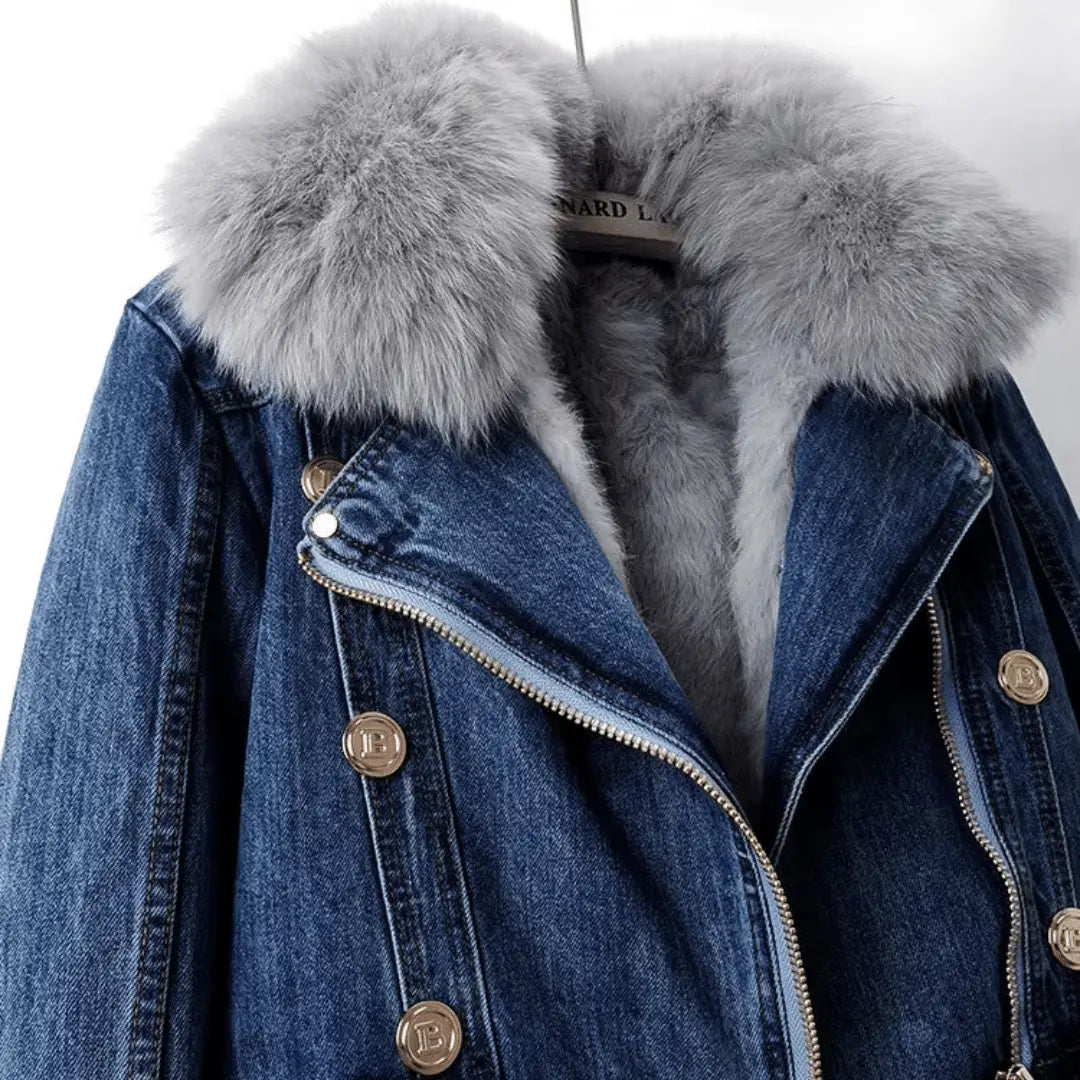 Women's Faux Fur Trim Denim Jacket