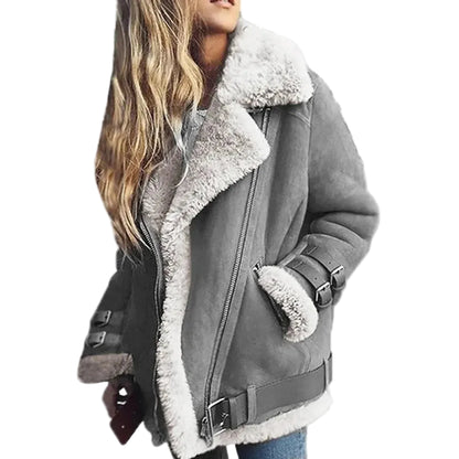 Women’s Faux Suede Shearling Jacket