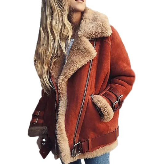 Women’s Faux Suede Shearling Jacket