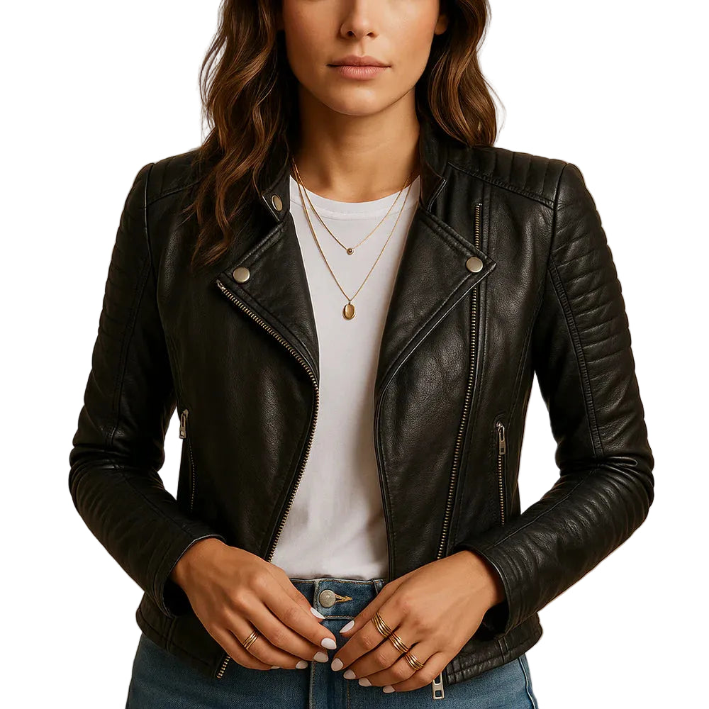 Women’s Fitted Jacket with Zipper and Collar