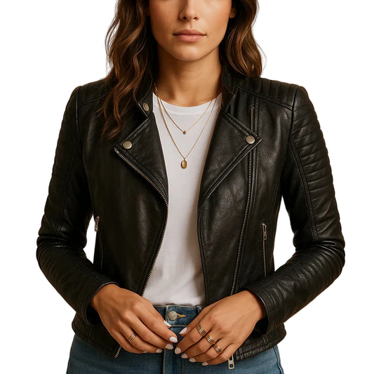 Women’s Fitted Jacket with Zipper and Collar