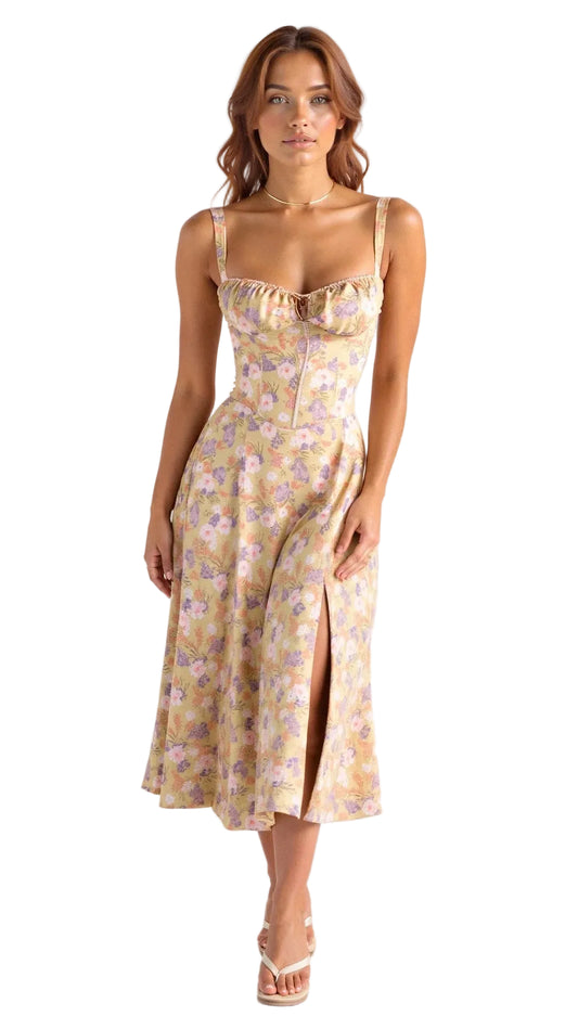 Women’s Floral Bustier Midi Dress